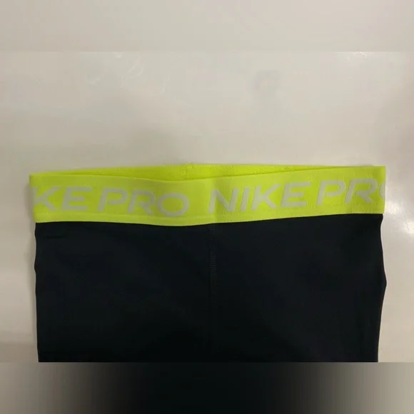NEW Nike Pro 365 Women's High-Waisted 7/8 Mesh Panel Leggings, Black/Volt/White - Picture 11 of 13